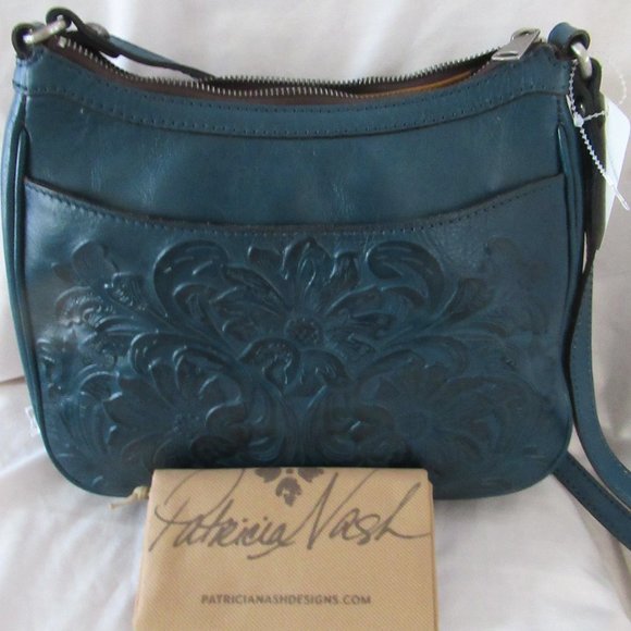 Patricia Nash Bags Patricia Nash Braydon Hobo Leather Shoulder Handbag Purse Coral Blue